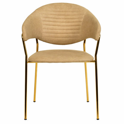 Bella Dining Chair Upholsted in Leather or Velvet in Gold Stainless Steel - Elax Furniture