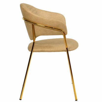Bella Dining Chair Upholsted in Leather or Velvet in Gold Stainless Steel - Elax Furniture