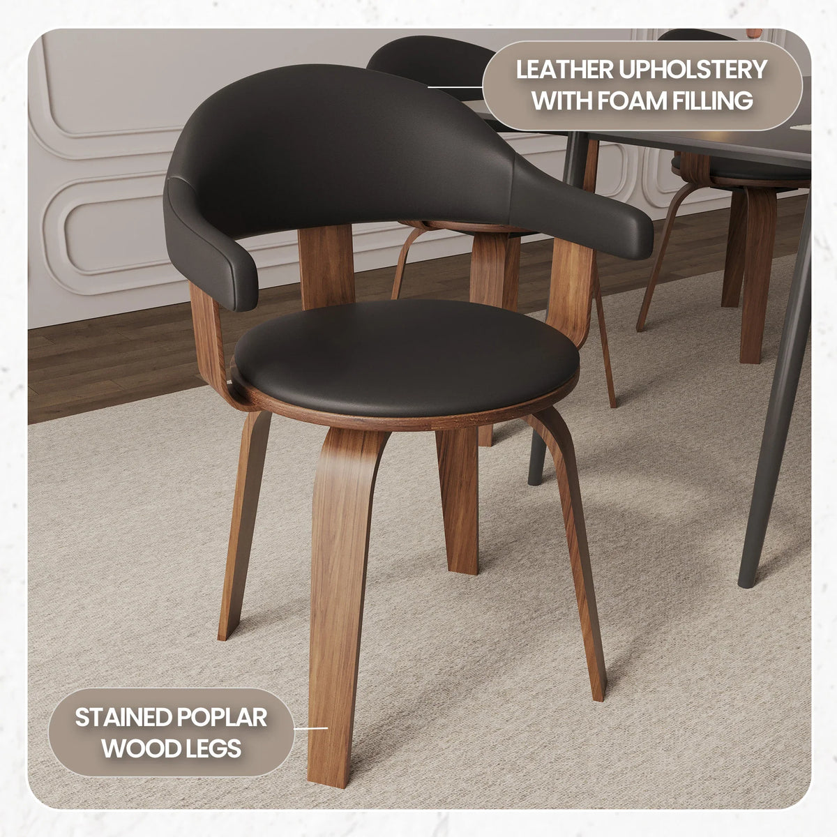 Brivo Modern Wooden Dining Chair With Walnut Color Frame - Elax Furniture