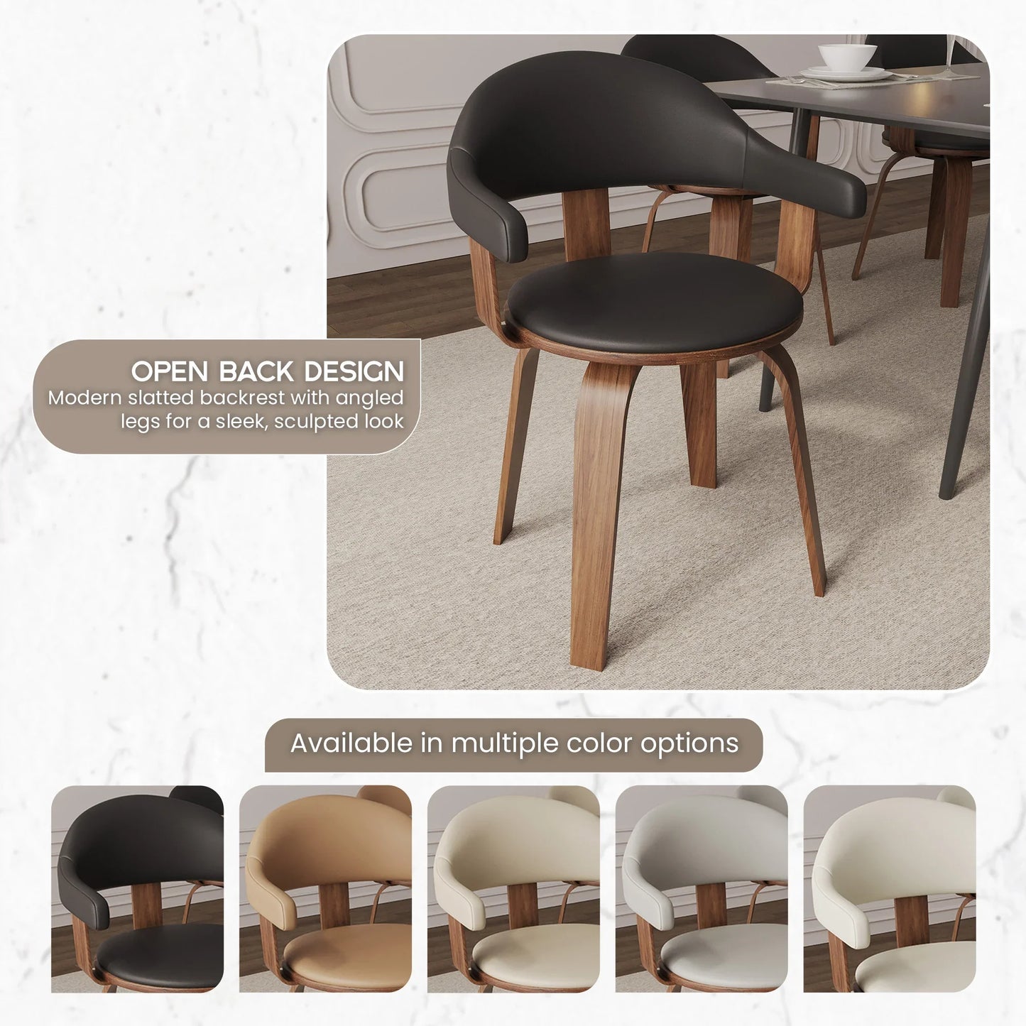 Brivo Modern Wooden Dining Chair With Walnut Color Frame - Elax Furniture
