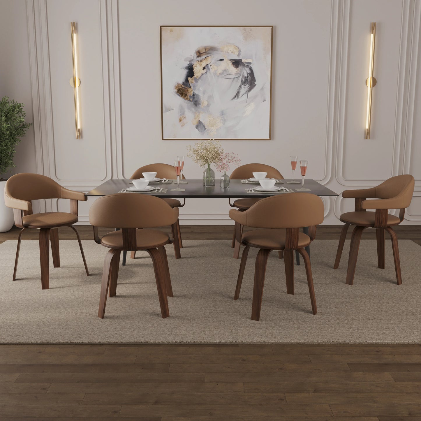 Brivo Modern Wooden Dining Chair With Walnut Color Frame - Elax Furniture