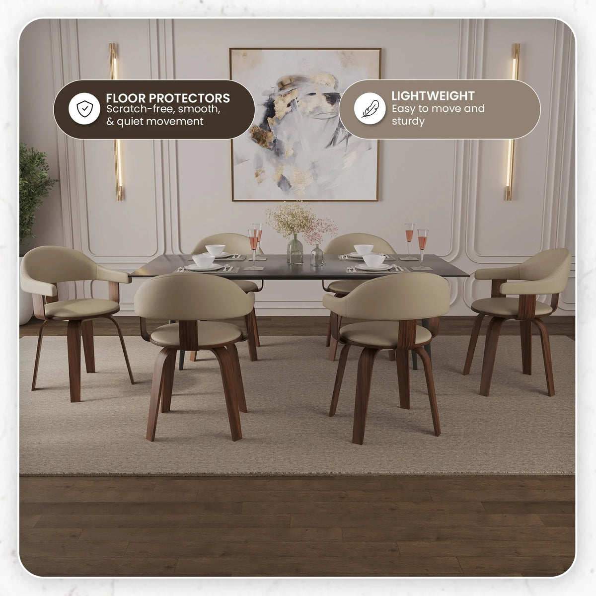 Brivo Modern Wooden Dining Chair With Walnut Color Frame - Elax Furniture