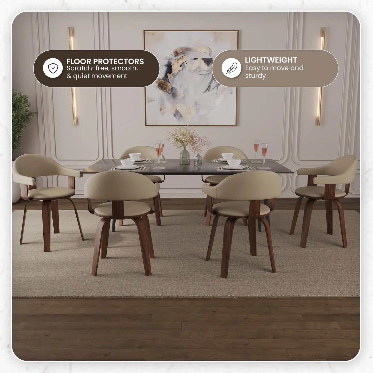 Brivo Modern Wooden Dining Chair With Walnut Color Frame - Elax Furniture