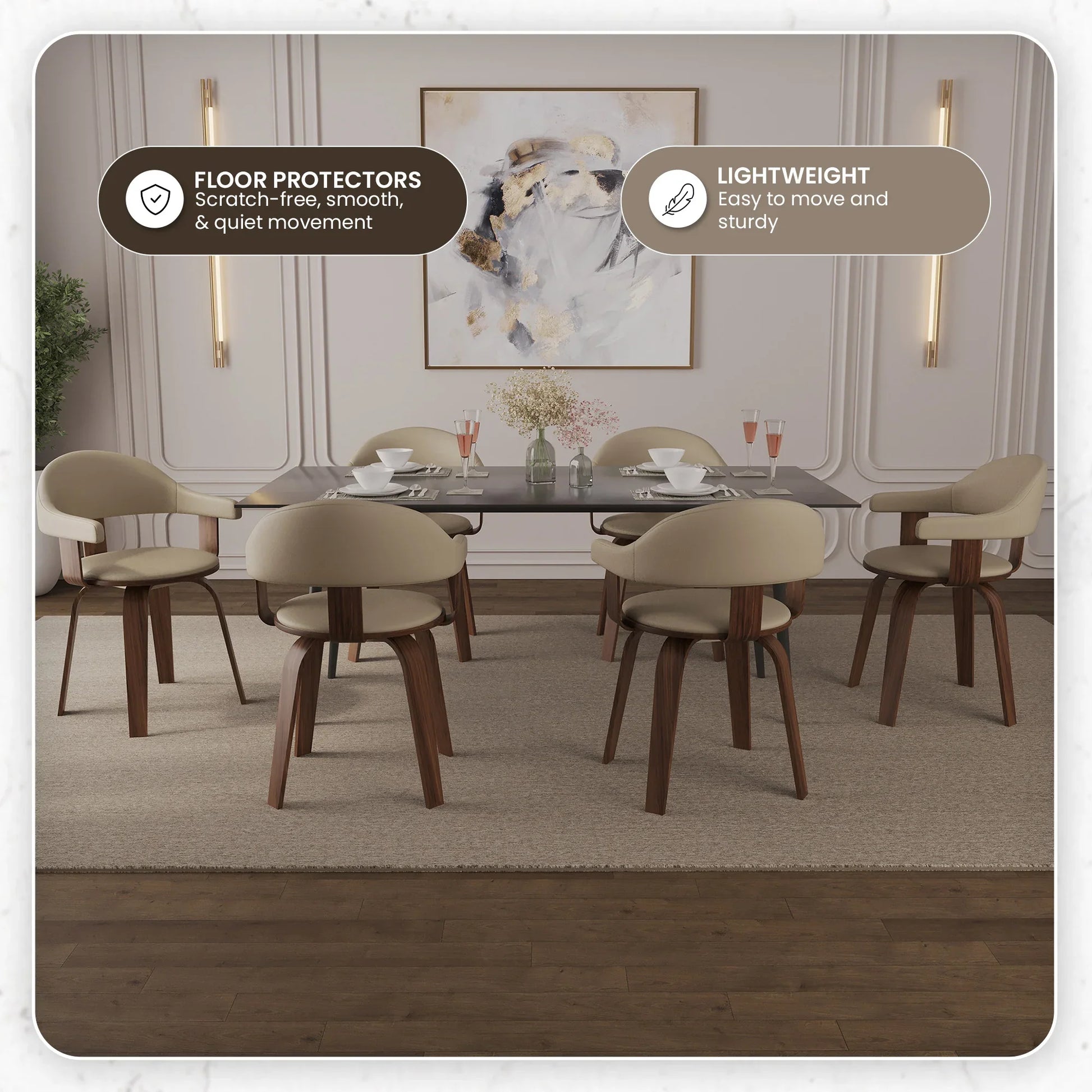 Brivo Modern Wooden Dining Chair With Walnut Color Frame - Elax Furniture