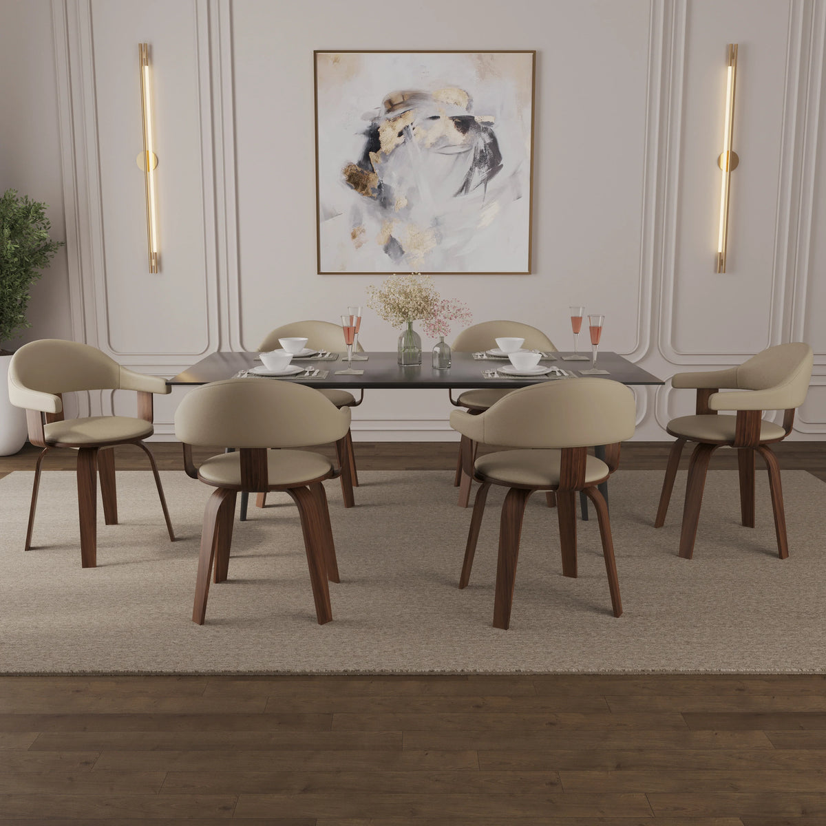Brivo Modern Wooden Dining Chair With Walnut Color Frame - Elax Furniture