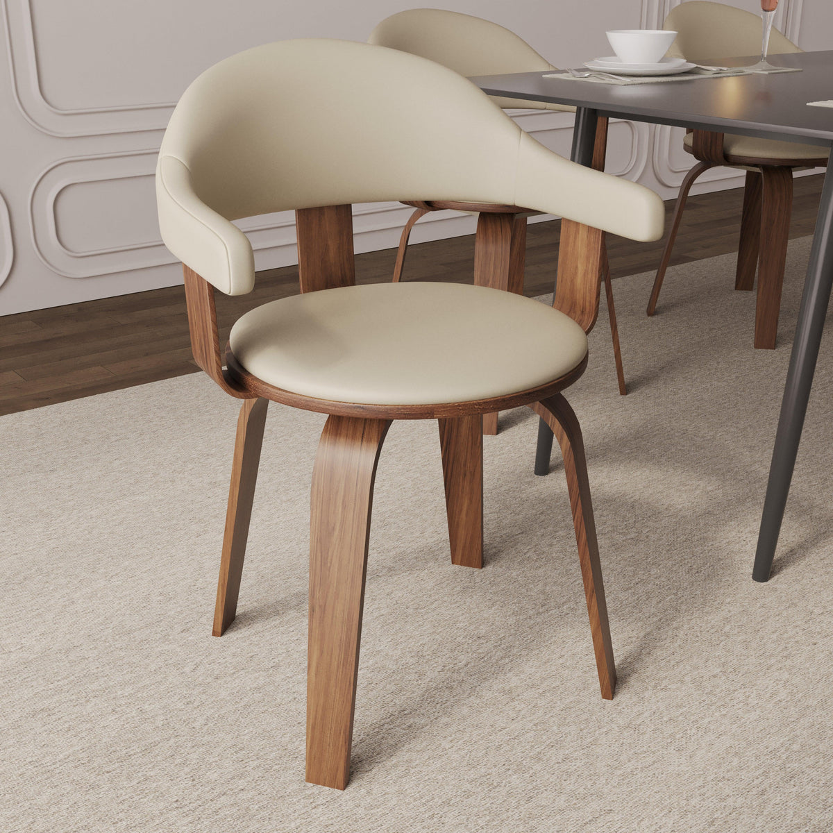 Brivo Modern Wooden Dining Chair With Walnut Color Frame - Elax Furniture