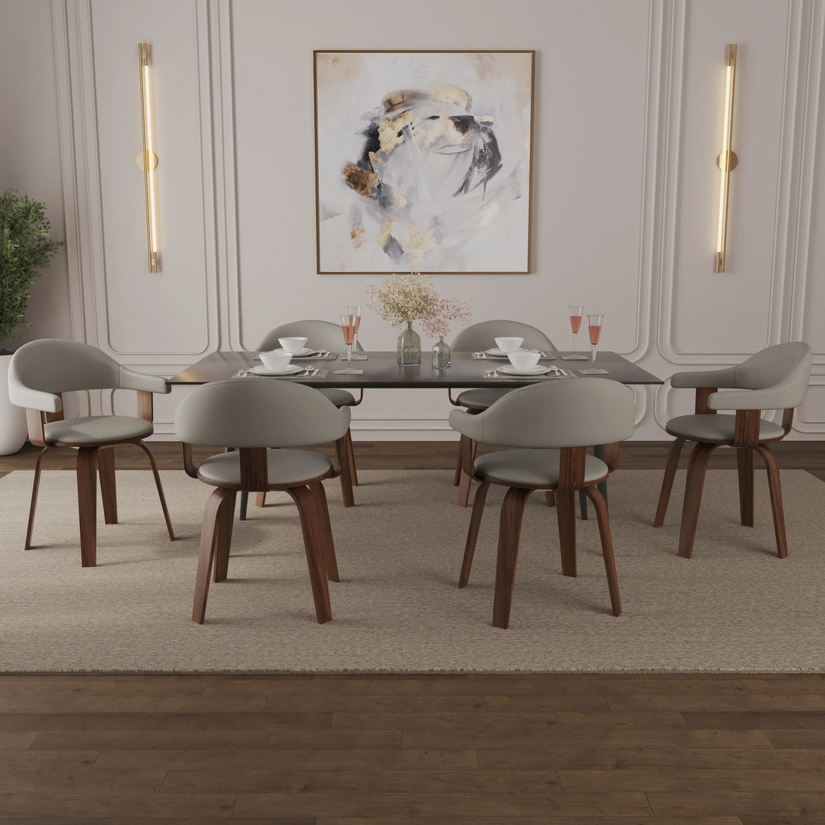 Brivo Modern Wooden Dining Chair With Walnut Color Frame - Elax Furniture