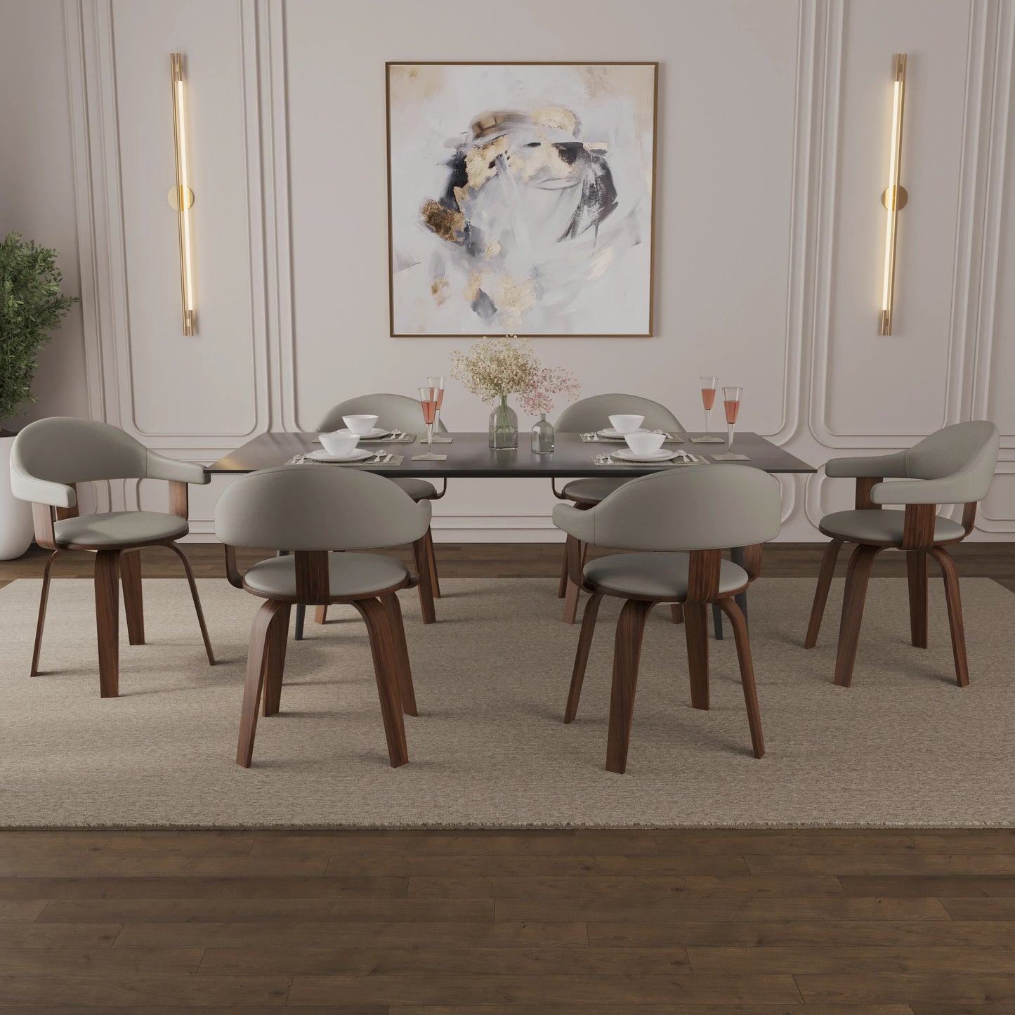 Brivo Modern Wooden Dining Chair With Walnut Color Frame - Elax Furniture