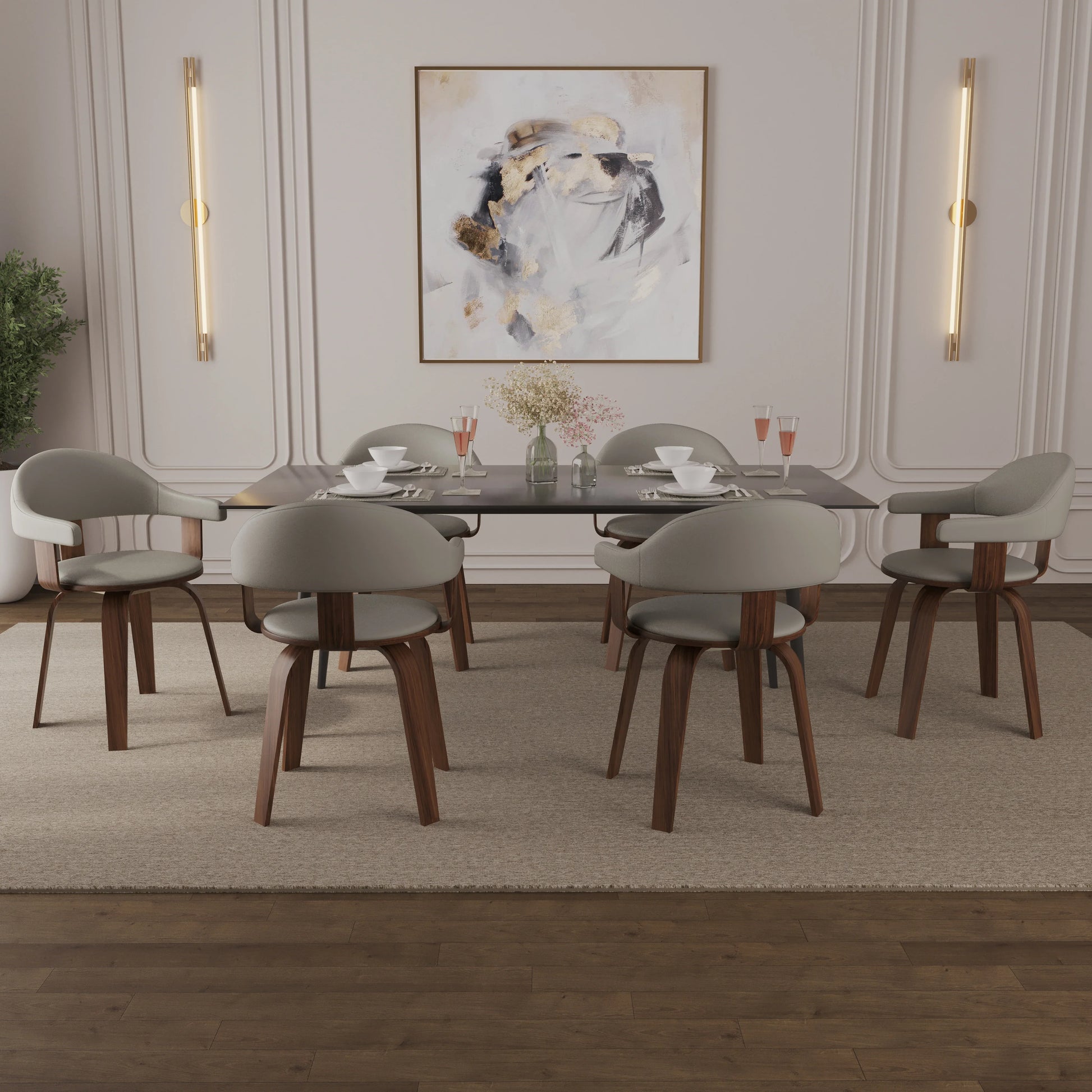 Brivo Modern Wooden Dining Chair With Walnut Color Frame - Elax Furniture