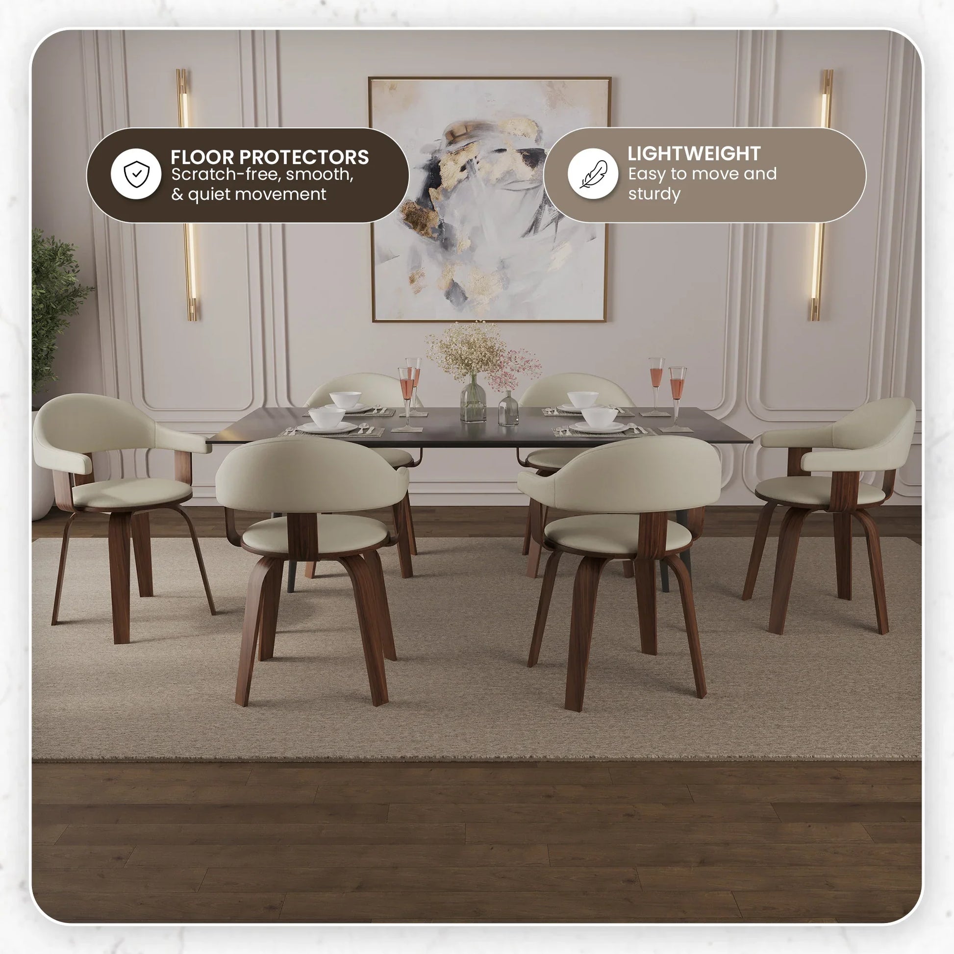 Brivo Modern Wooden Dining Chair With Walnut Color Frame - Elax Furniture