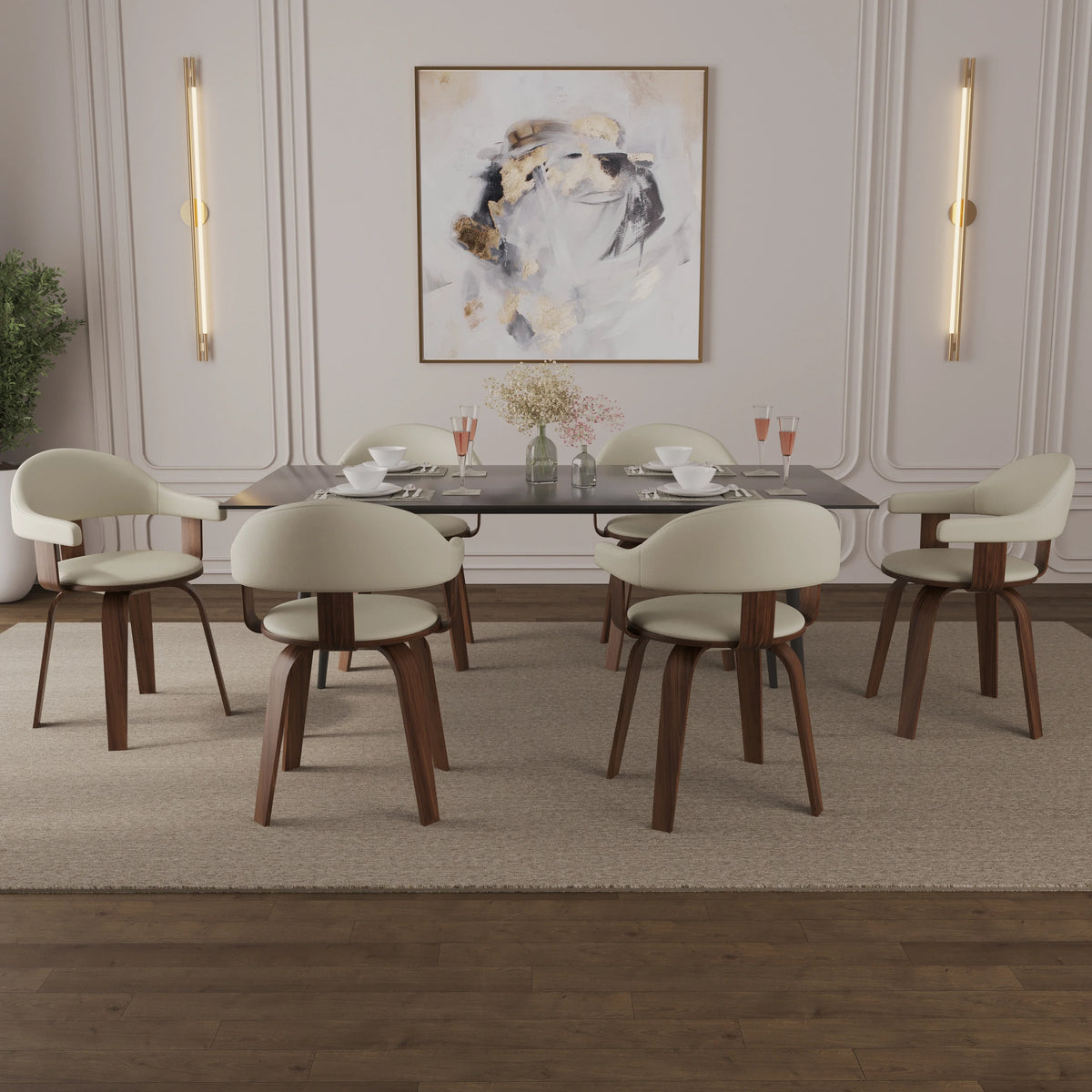 Brivo Modern Wooden Dining Chair With Walnut Color Frame - Elax Furniture