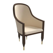 Belle Leather Dining Chair with Arms and Gold Metal Caps with Rubberwood Frame and Legs - Elax Furniture