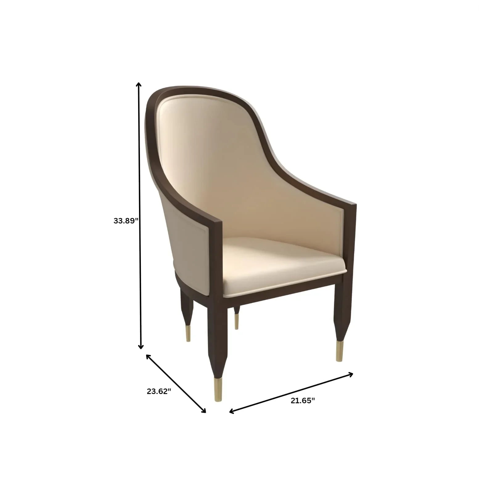 Belle Leather Dining Chair with Arms and Gold Metal Caps with Rubberwood Frame and Legs - Elax Furniture