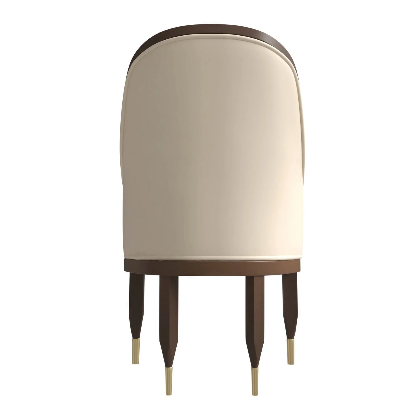 Belle Leather Dining Chair with Arms and Gold Metal Caps with Rubberwood Frame and Legs - Elax Furniture