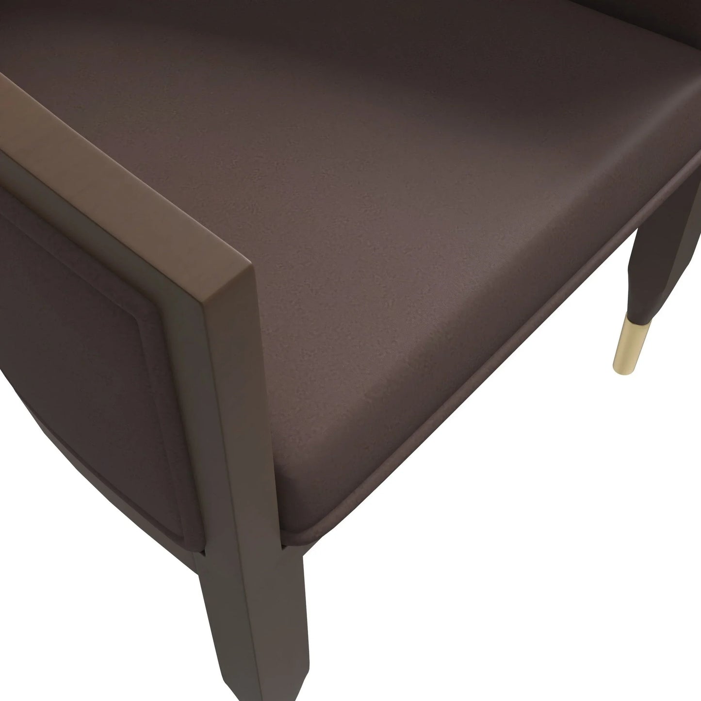 Belle Leather Dining Chair with Arms and Gold Metal Caps with Rubberwood Frame and Legs - Elax Furniture