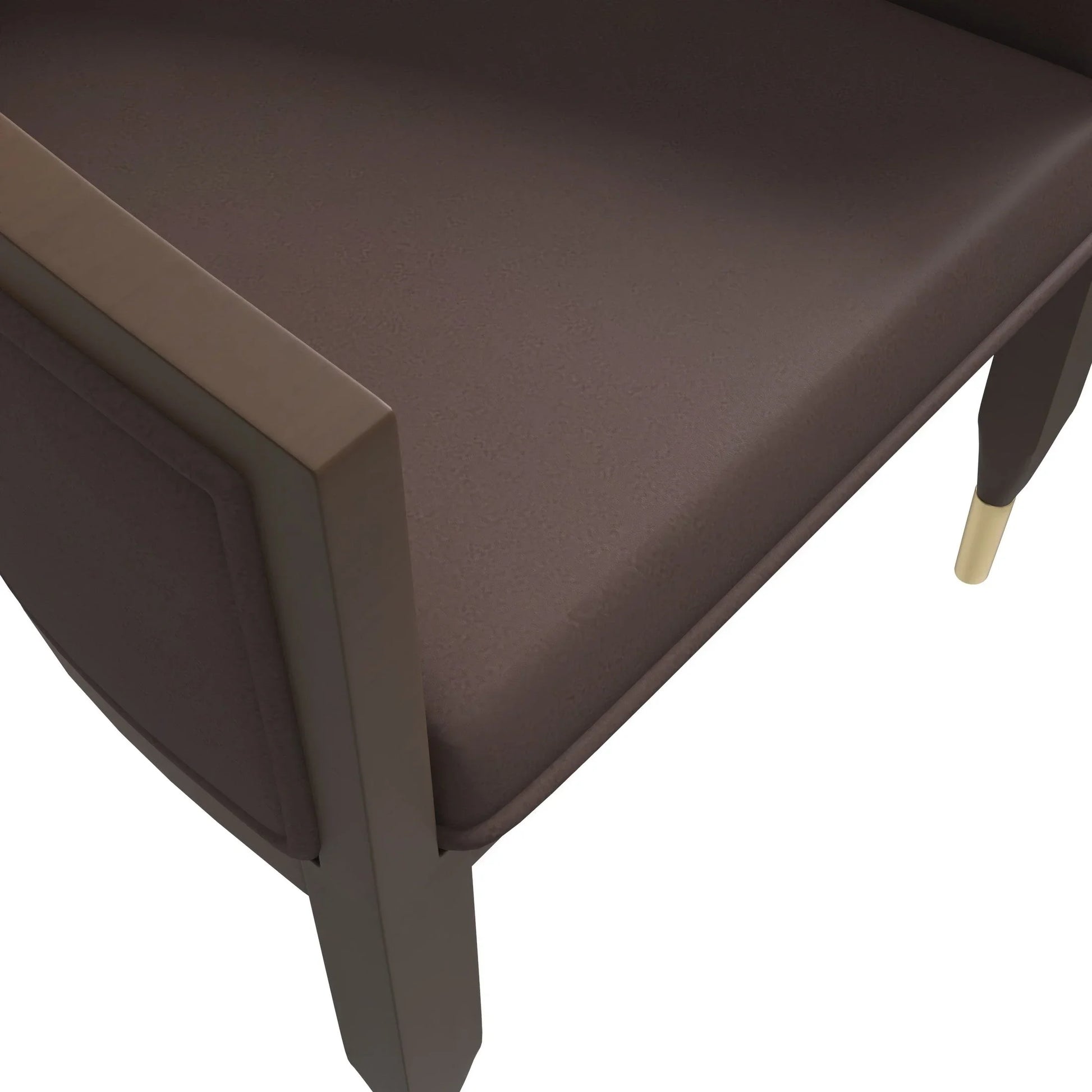 Belle Leather Dining Chair with Arms and Gold Metal Caps with Rubberwood Frame and Legs - Elax Furniture