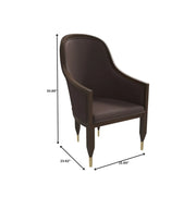 Belle Leather Dining Chair with Arms and Gold Metal Caps with Rubberwood Frame and Legs - Elax Furniture