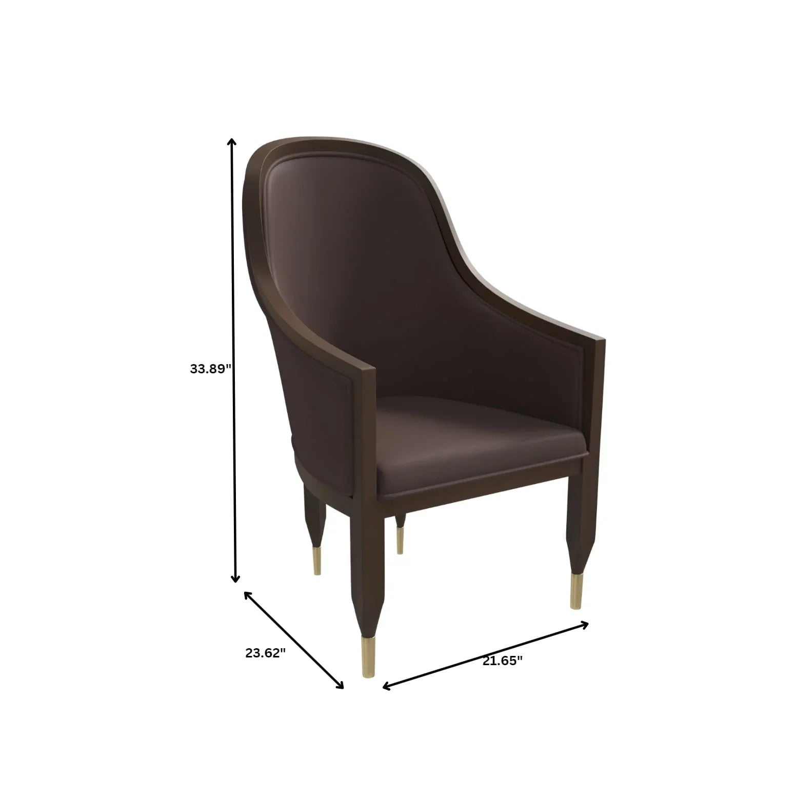 Belle Leather Dining Chair with Arms and Gold Metal Caps with Rubberwood Frame and Legs - Elax Furniture