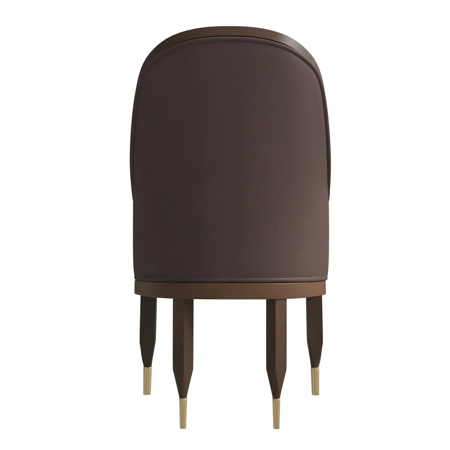 Belle Leather Dining Chair with Arms and Gold Metal Caps with Rubberwood Frame and Legs - Elax Furniture