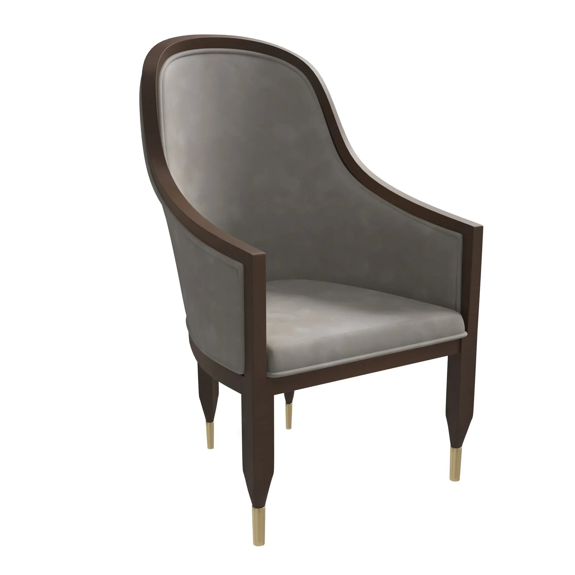 Belle Leather Dining Chair with Arms and Gold Metal Caps with Rubberwood Frame and Legs - Elax Furniture