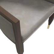 Belle Leather Dining Chair with Arms and Gold Metal Caps with Rubberwood Frame and Legs - Elax Furniture