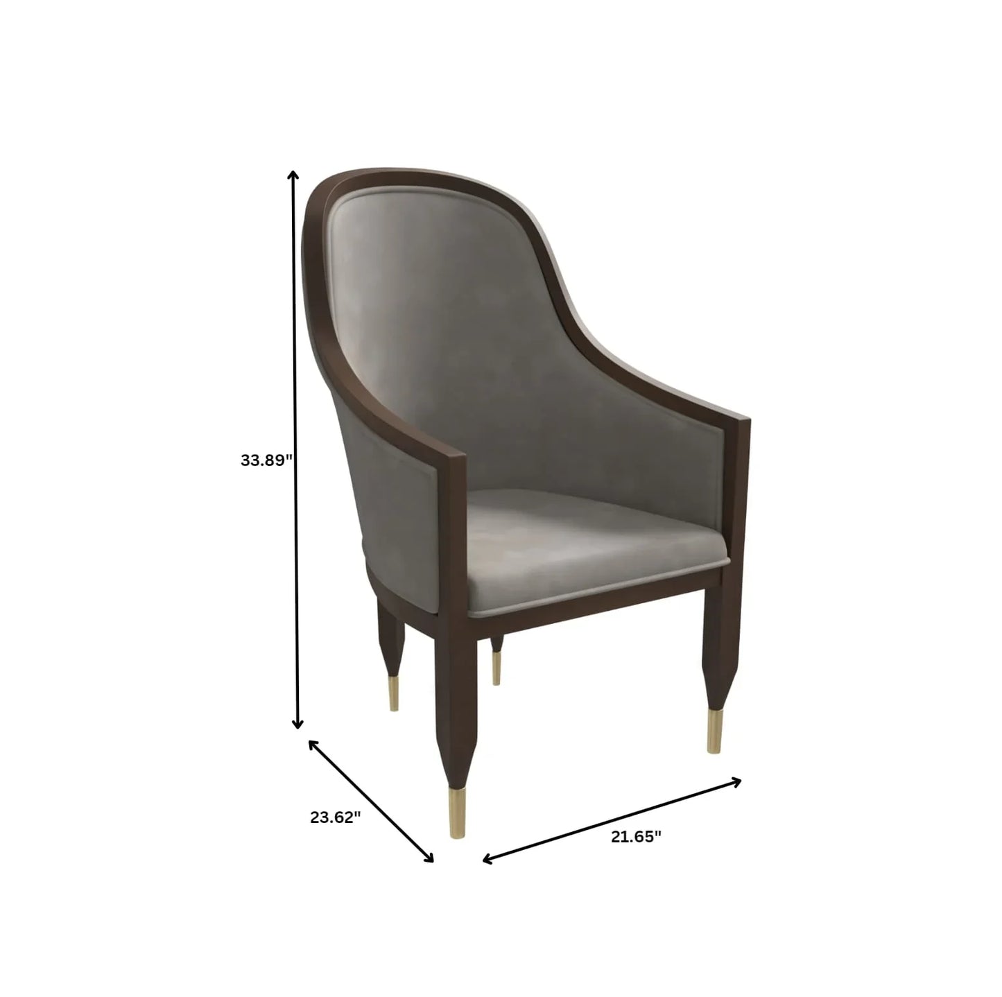 Belle Leather Dining Chair with Arms and Gold Metal Caps with Rubberwood Frame and Legs - Elax Furniture