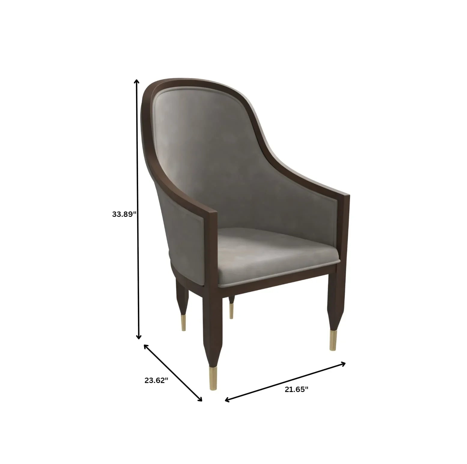 Belle Leather Dining Chair with Arms and Gold Metal Caps with Rubberwood Frame and Legs - Elax Furniture