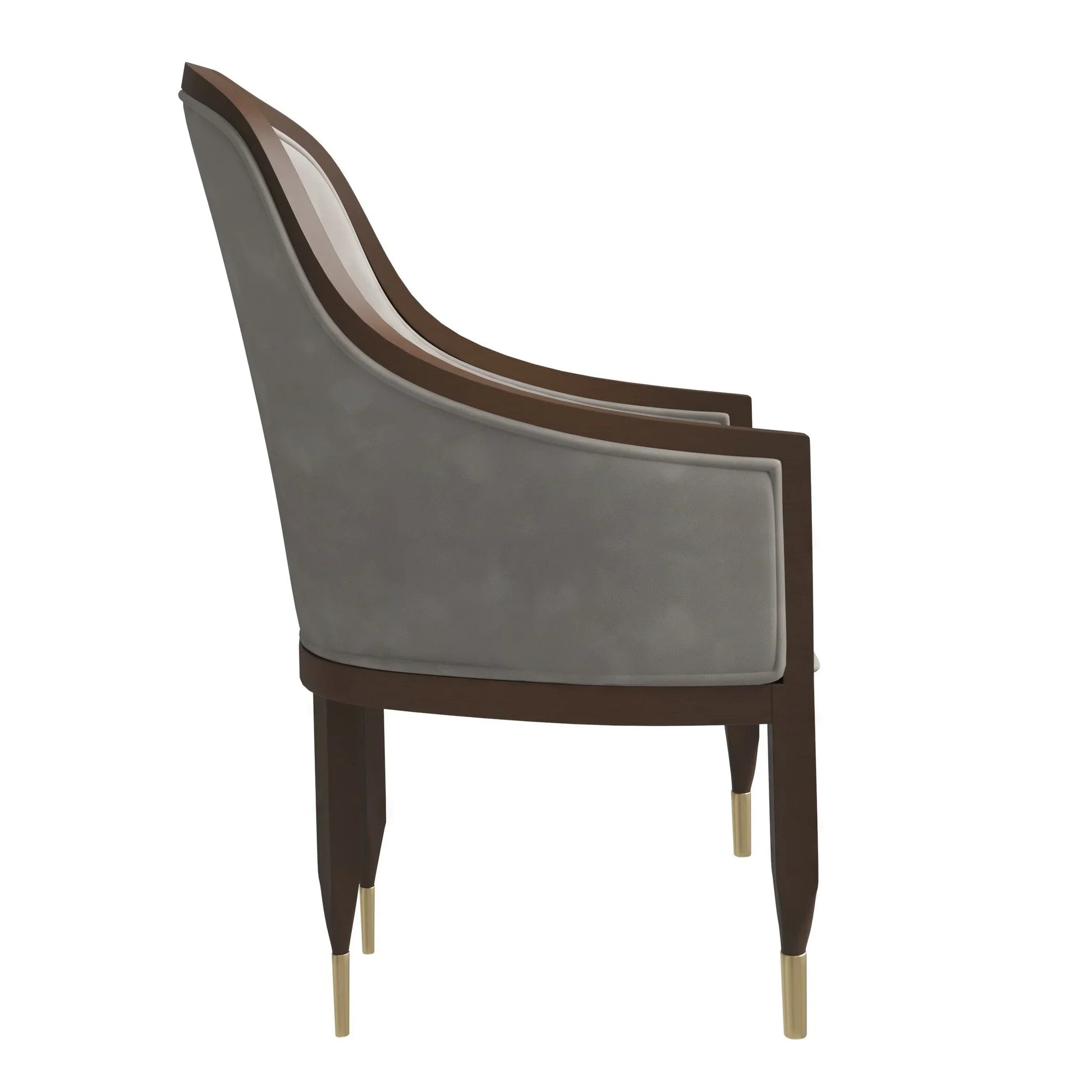 Belle Leather Dining Chair with Arms and Gold Metal Caps with Rubberwood Frame and Legs - Elax Furniture