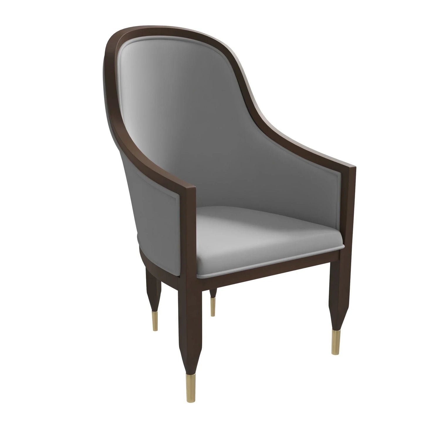 Belle Leather Dining Chair with Arms and Gold Metal Caps with Rubberwood Frame and Legs - Elax Furniture