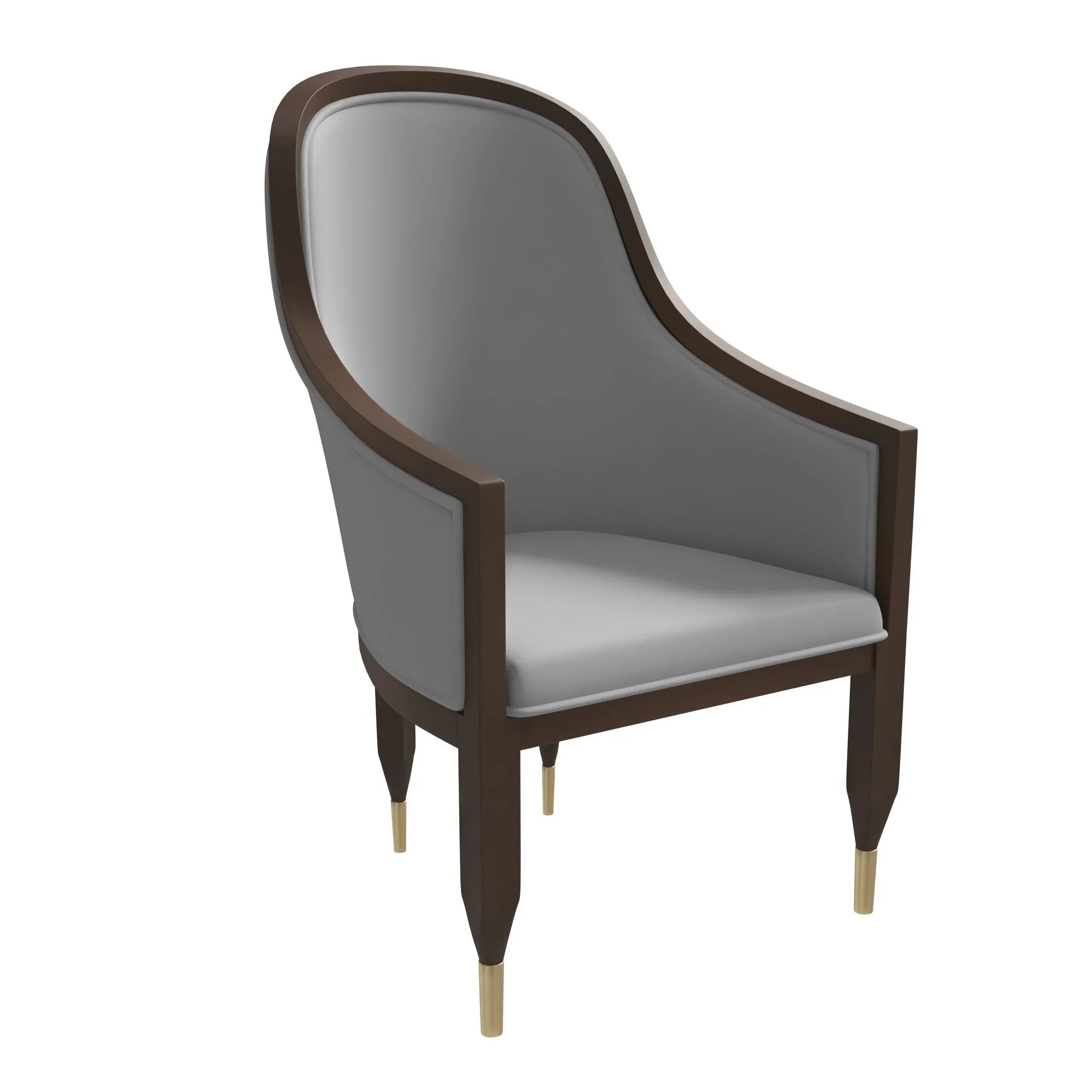Belle Leather Dining Chair with Arms and Gold Metal Caps with Rubberwood Frame and Legs - Elax Furniture