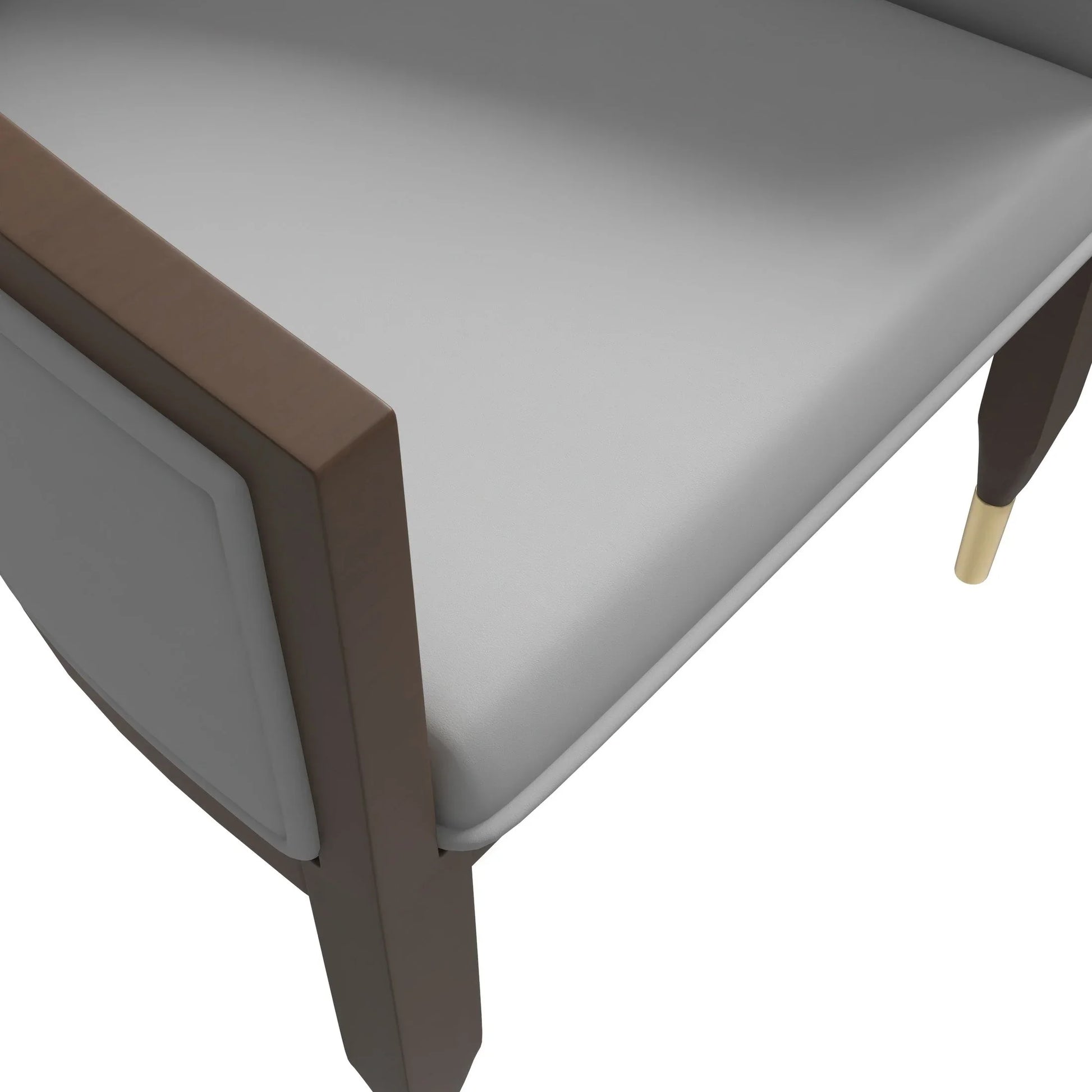 Belle Leather Dining Chair with Arms and Gold Metal Caps with Rubberwood Frame and Legs - Elax Furniture