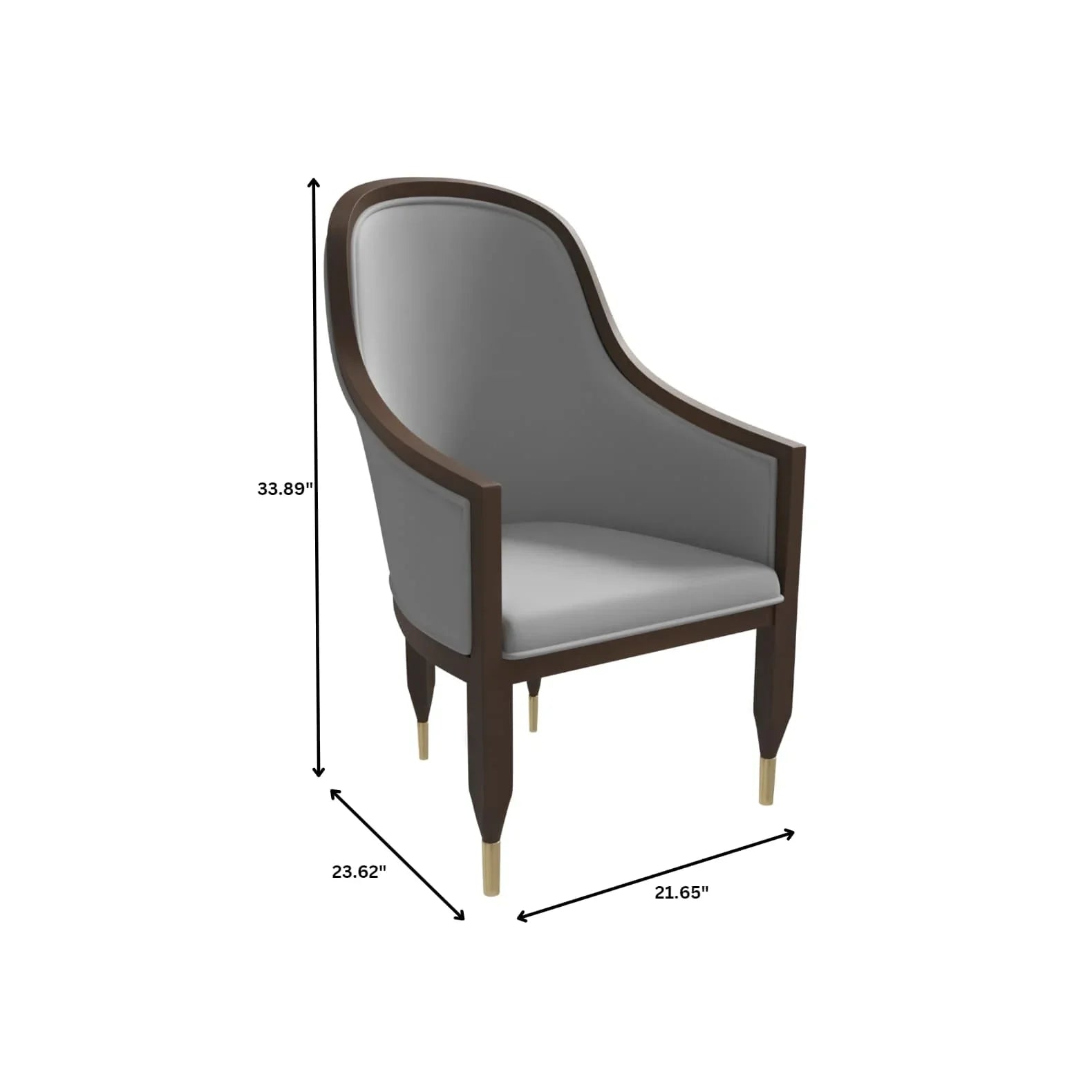 Belle Leather Dining Chair with Arms and Gold Metal Caps with Rubberwood Frame and Legs - Elax Furniture