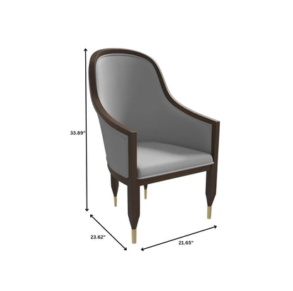 Belle Leather Dining Chair with Arms and Gold Metal Caps with Rubberwood Frame and Legs - Elax Furniture