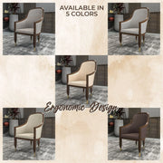 Belle Leather Dining Chair with Arms and Gold Metal Caps with Rubberwood Frame and Legs - Elax Furniture