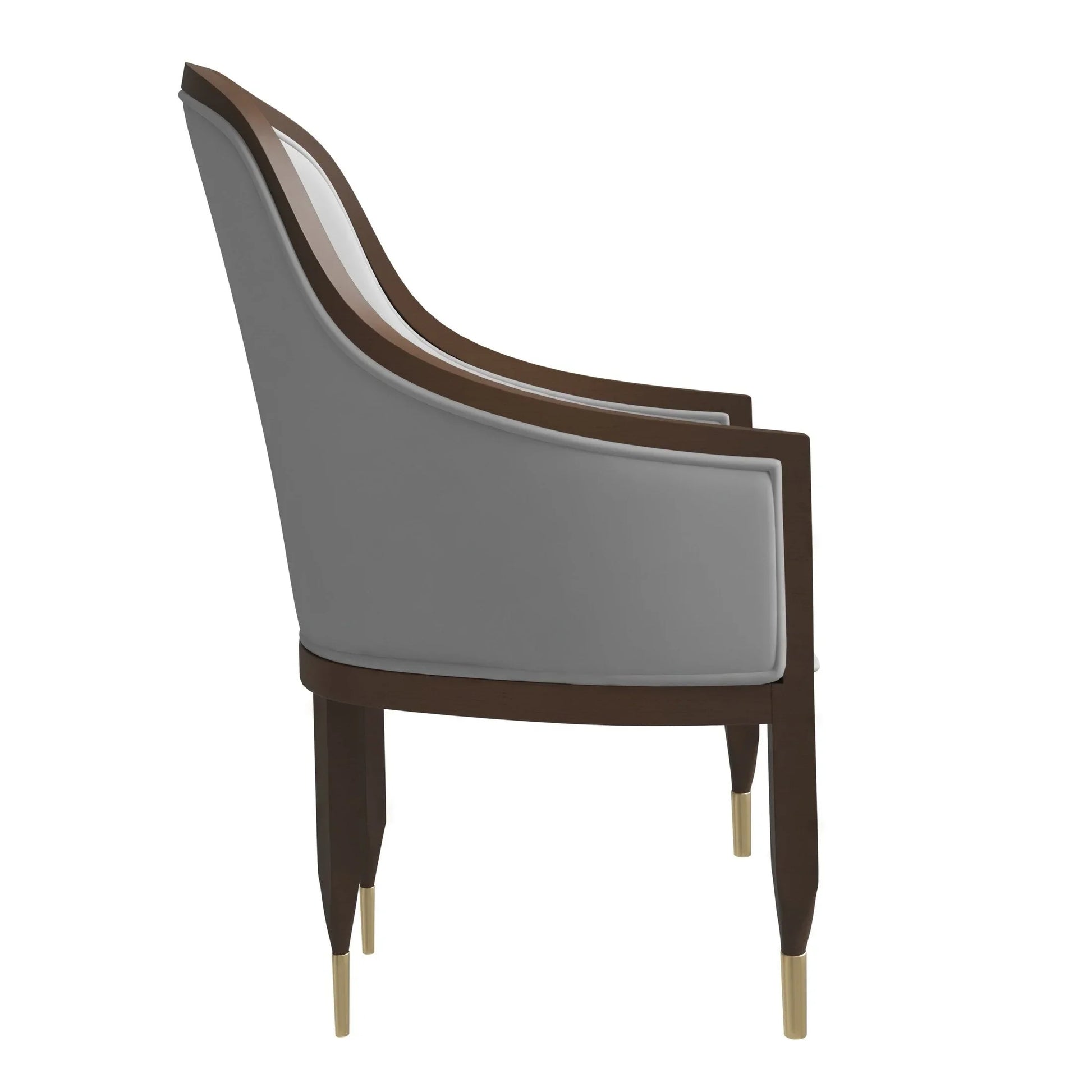 Belle Leather Dining Chair with Arms and Gold Metal Caps with Rubberwood Frame and Legs - Elax Furniture