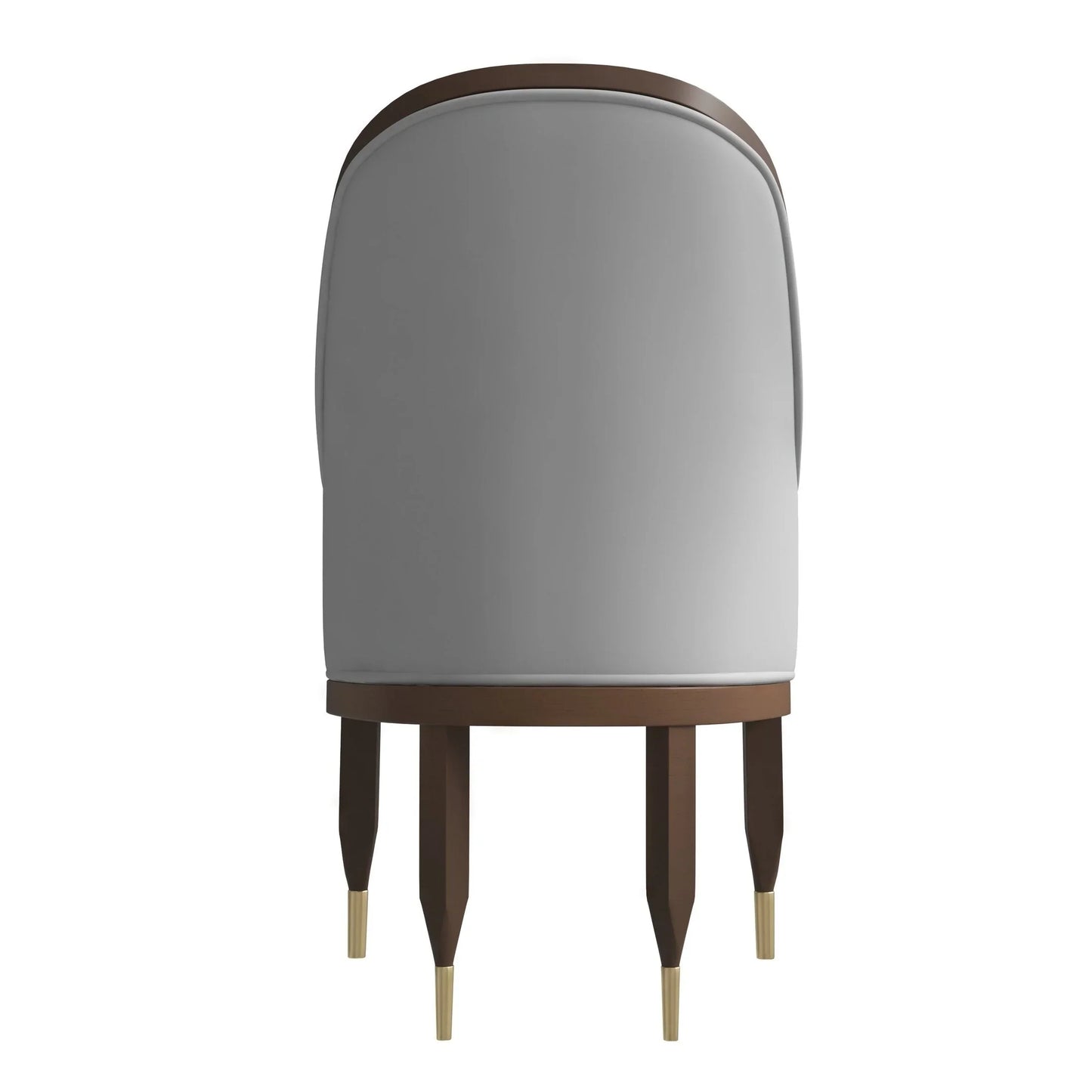 Belle Leather Dining Chair with Arms and Gold Metal Caps with Rubberwood Frame and Legs - Elax Furniture