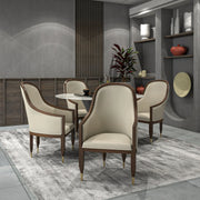 Belle Leather Dining Chair with Arms and Gold Metal Caps with Rubberwood Frame and Legs - Elax Furniture
