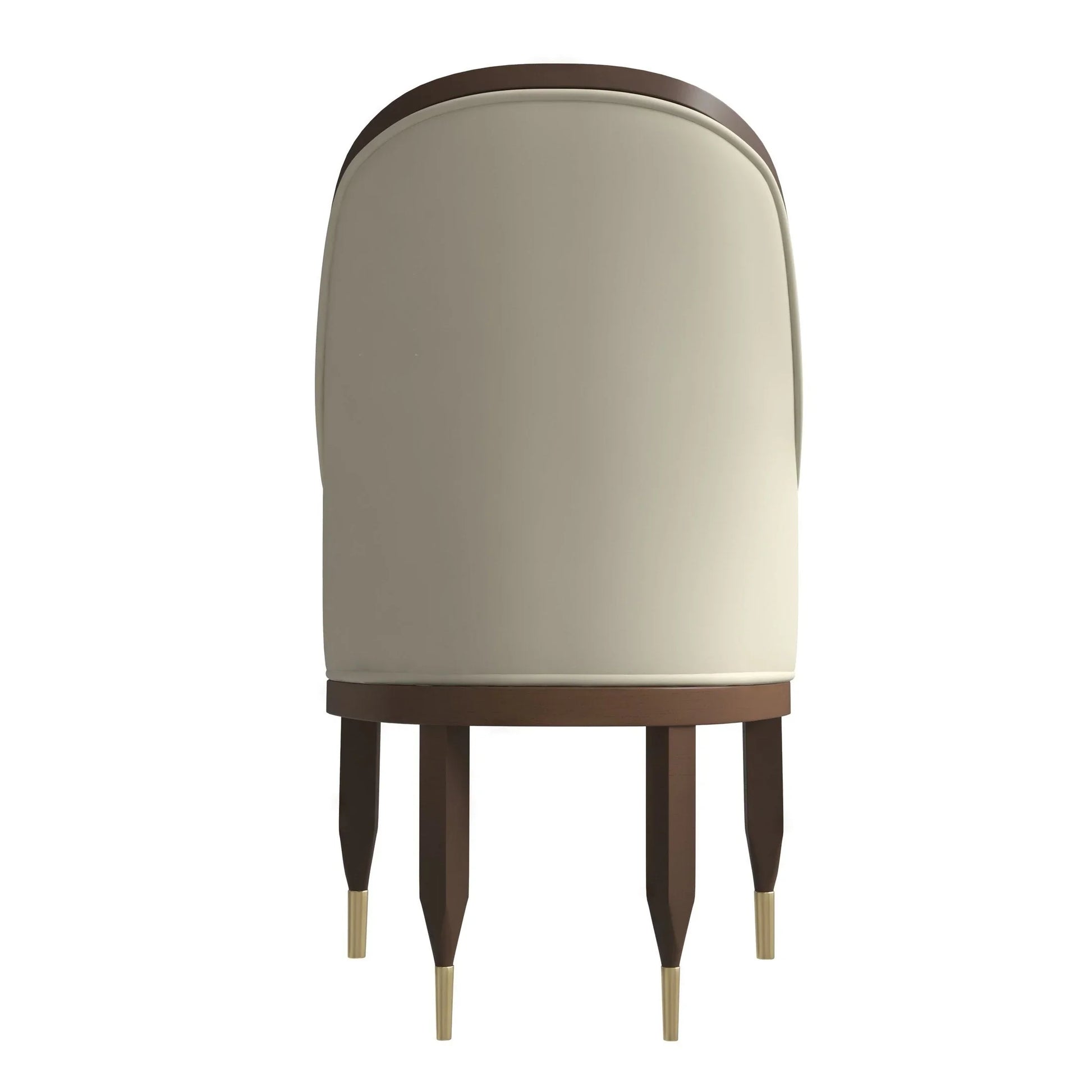 Belle Leather Dining Chair with Arms and Gold Metal Caps with Rubberwood Frame and Legs - Elax Furniture