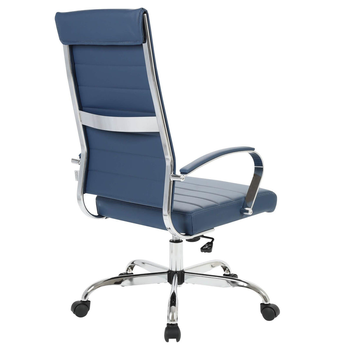Benmar High-Back Leather Adjustable Office Conference Chair Chrome Navy Blue Office Chair Leisuremod