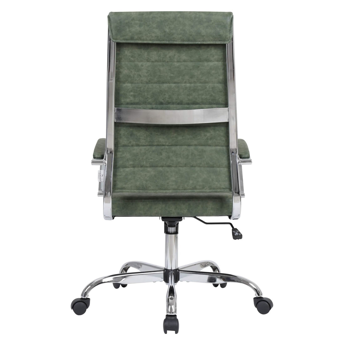 Benmar High-Back Leather Adjustable Office Conference Chair Chrome Green Office Chair Leisuremod