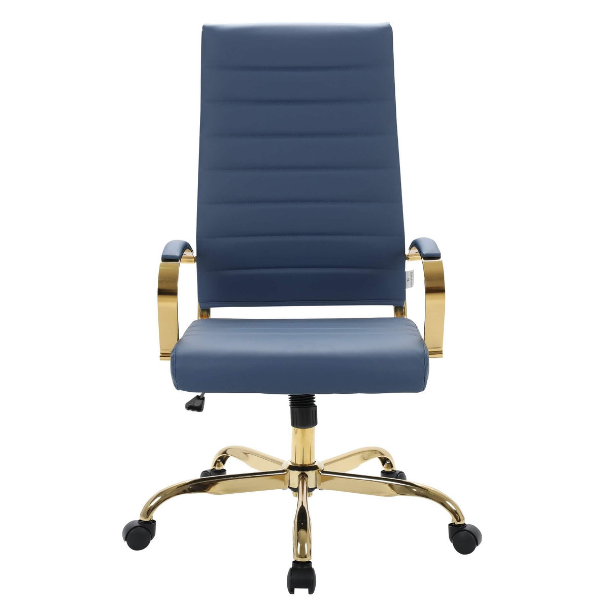 Benmar High-Back Leather Adjustable Office Conference Chair Gold Navy Blue Office Chair Leisuremod
