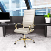 Benmar High-Back Leather Adjustable Office Conference Chair Gold Tan Office Chair Leisuremod