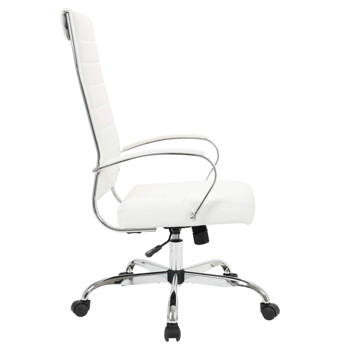 Benmar High-Back Leather Adjustable Office Conference Chair Chrome White Office Chair Leisuremod