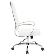 Benmar High-Back Leather Adjustable Office Conference Chair Chrome White Office Chair Leisuremod