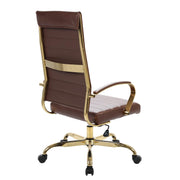 Benmar High-Back Leather Adjustable Office Conference Chair Gold Brown Office Chair Leisuremod