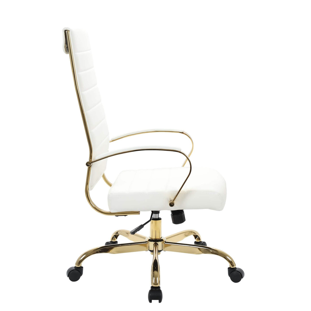 Benmar High-Back Leather Adjustable Office Conference Chair Gold White Office Chair Leisuremod