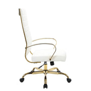 Benmar High-Back Leather Adjustable Office Conference Chair Gold White Office Chair Leisuremod