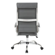 Benmar High-Back Leather Adjustable Office Conference Chair Chrome Grey Office Chair Leisuremod