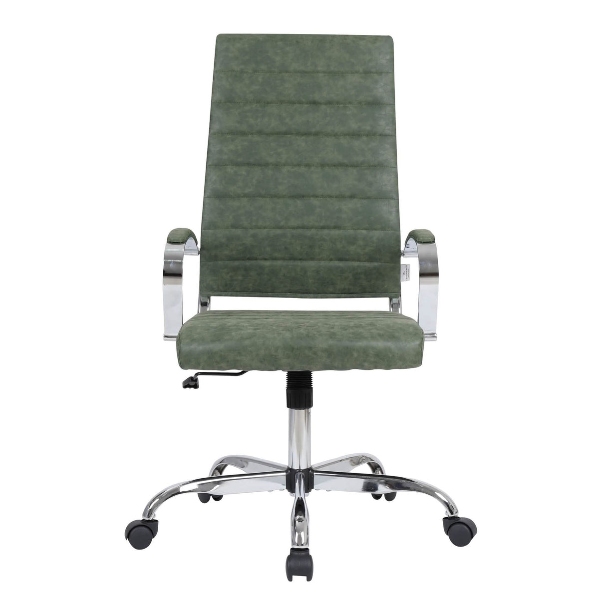 Benmar High-Back Leather Adjustable Office Conference Chair Chrome Green Office Chair Leisuremod