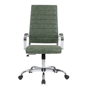 Benmar High-Back Leather Adjustable Office Conference Chair Chrome Green Office Chair Leisuremod